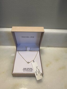 Rachel Zoe Gold Tone Solitaire Cubic Zirconia Necklace